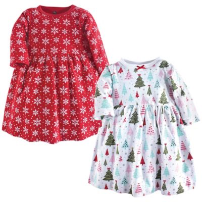 Hudson Baby&reg; Size 12-18M 2-Pack Sparkle Trees Dresses in Red