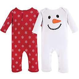Hudson Baby® Size 0-3M 2-Pack Snowman Footies in Red/White