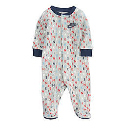 Nike® Logo Print Footed Coverall in Grey