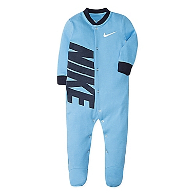 Nike&reg; Size 6M Swoosh Footie in Light Blue. View a larger version of this product image.
