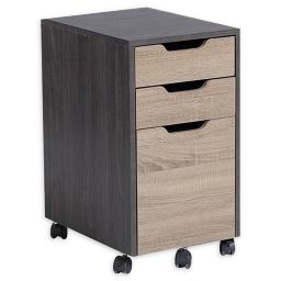 3-Drawer Mobile Vertical Filing Cabinet in Grey/Dark Brown