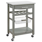 Granite Rolling Kitchen Cart in Grey
