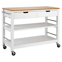 Trinity Bamboo Top Kitchen Cart in White