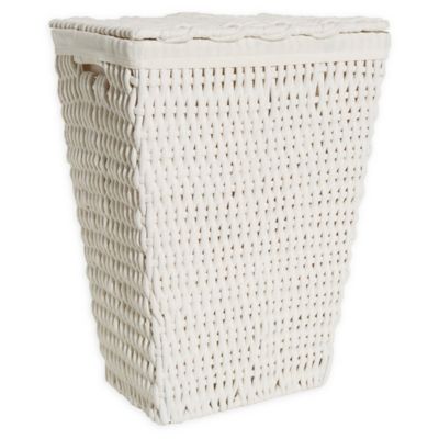 white basket with lid
