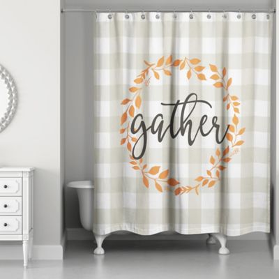 orange and gray shower curtain