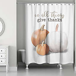 Designs Direct "Give Thanks" Shower Curtain in Orange