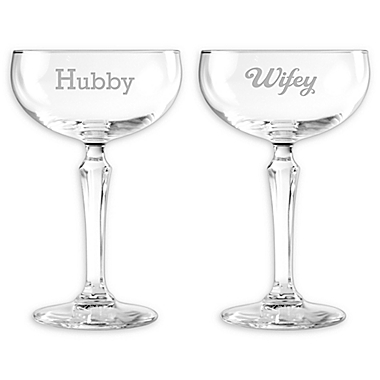 Susquehanna Glass Hubby &amp; Wifey Cocktail Coupe Drinkware Set. View a larger version of this product image.
