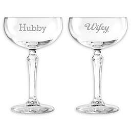 Susquehanna Glass Hubby & Wifey Cocktail Coupe Drinkware Set