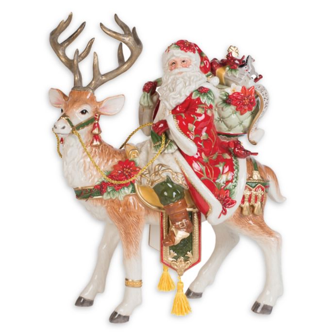 fitz and floyd bristol holiday santa on horse figurine