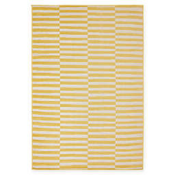Unique Loom Striped Tribeca 4' x 6' Powerloomed Area Rug in Yellow