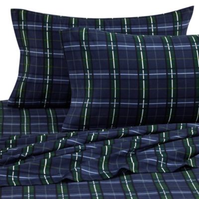 The Seasons Collection® California King Flannel Sheet Set in Blackwatch | Bed Bath & Beyond