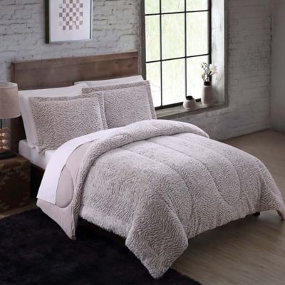 Buy Faux Fur 3 Piece King Comforter Set In Nordic Taupe From Bed Bath   21459825204001g