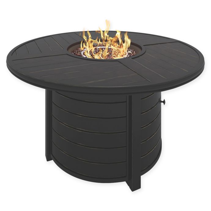 Signature Design Castle Island Fire Pit Table In Dark Brown Bed