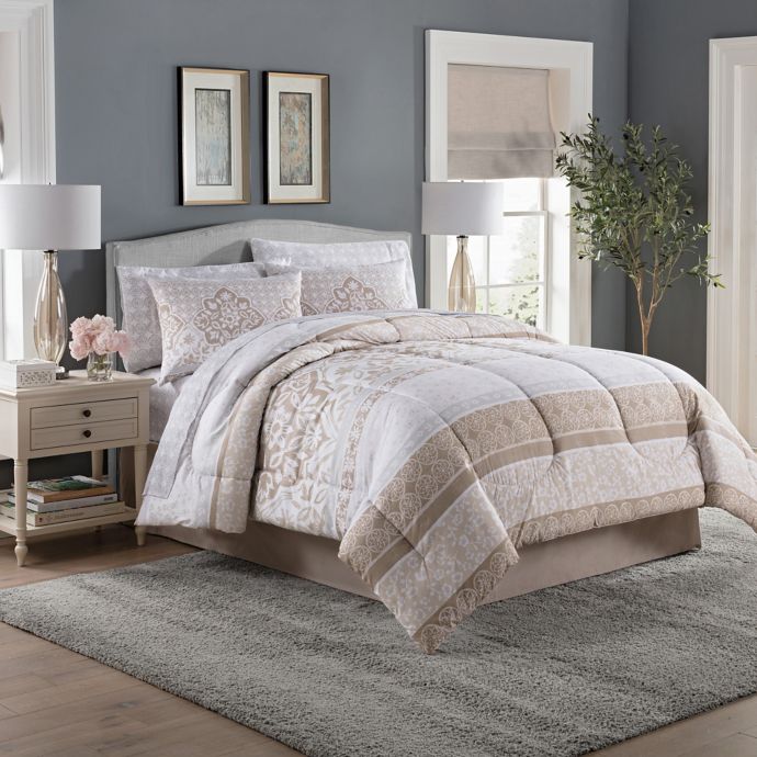 Jessie Damask Comforter Set Bed Bath Beyond