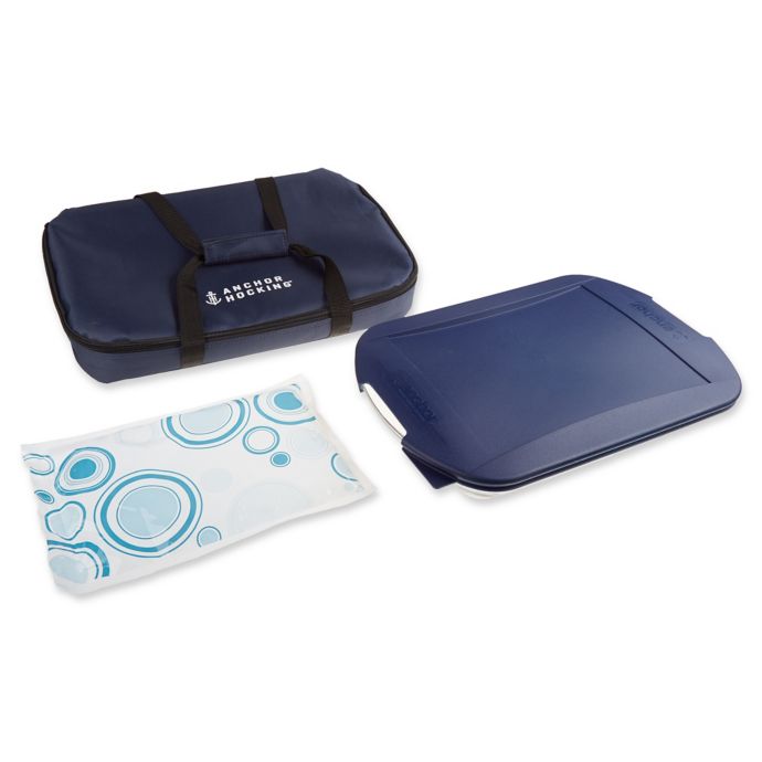 Anchor Hocking 4 Piece 3 Qt Portable Bake Dish In Navy