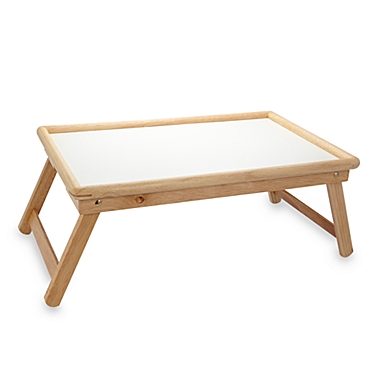 Beechwood Folding Bed Tray With White Laminate Top. View a larger version of this product image.