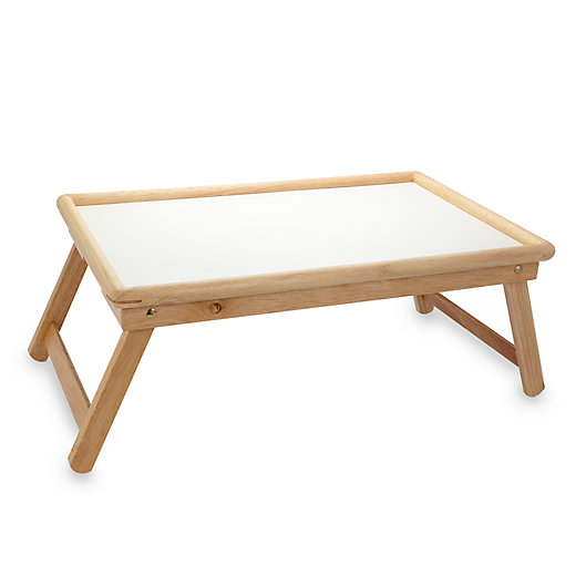 Alternate image 1 for Beechwood Folding Bed Tray With White Laminate Top
