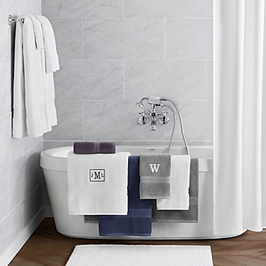 Wamsutta&reg; Icon PimaCott&reg; Monogram Bath Towel in Lilac. View a larger version of this product image.