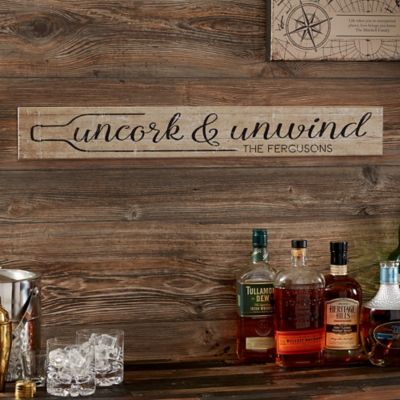 Uncork & Unwind 29-Inch x 4-Inch Wooden Sign