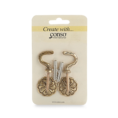 Solid Brass Medium Rosette Hooks (Set of 2). View a larger version of this product image.