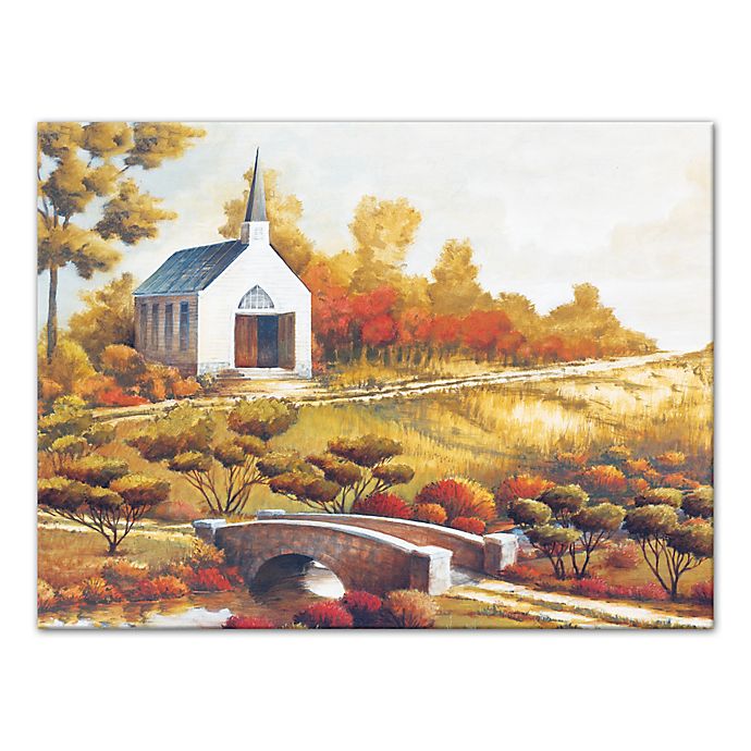 Designs Direct Hillside Church Scene 18-Inch x 24-Inch Canvas Wall Art ...