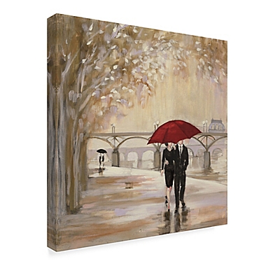 LOVE COUPLE WITH RED UMBRELLA IN PARIS  PRINT ON FRAMED  CANVAS WALL ART DECOR 