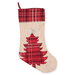 Christmas Tree Stocking in Red in Plaid