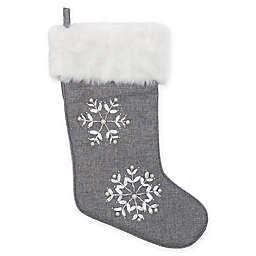 19-Inch Snowflake Christmas Stocking in Silver