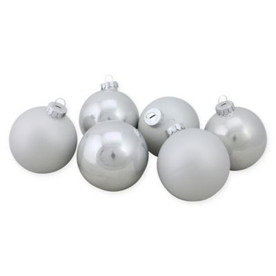 Set of 6 Clear Glass Ornaments 3.25 Inches 