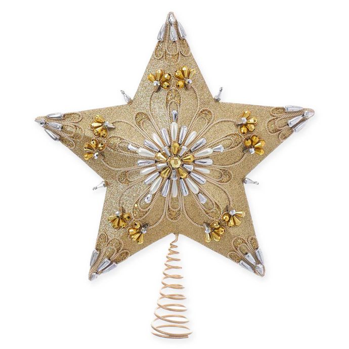 13.5-Inch 5-Point Star Christmas Tree Topper in Gold/Silver | Bed Bath ...