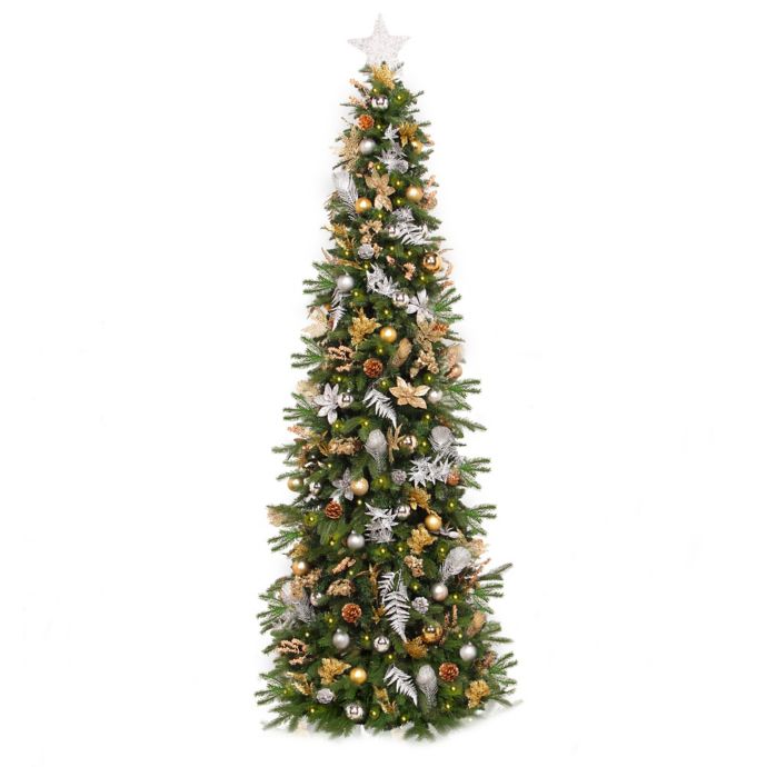 Easy Treezy Pre-Lit Decorated Artificial Christmas Tree ...