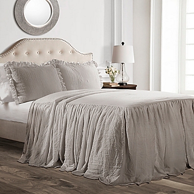 Lush Decor Ruffle 3-Piece King Bedspread Set in Grey. View a larger version of this product image.