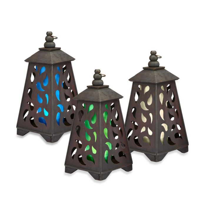 Garden Meadow Solar Scroll Pyramid Wooden Lantern Bed Bath Beyond