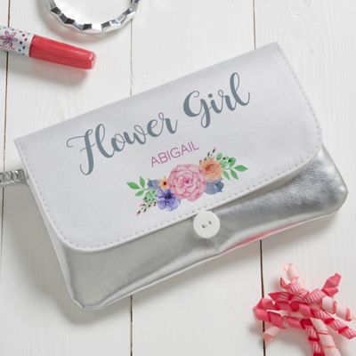 Personalized Floral Wreath Bridal Party Wristlet