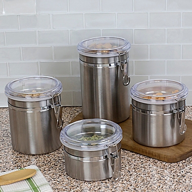 Home Basics 4-Piece Canister Set in Silver. View a larger version of this product image.