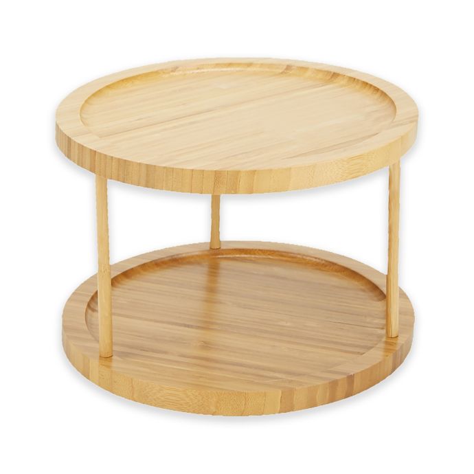 Mind Reader 2Tier Round Bamboo Rotating Spice Rack in Brown Bed Bath
