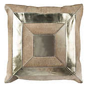Safavieh Covina Metallic Cowhide Square Throw Pillow in Beige/Gold