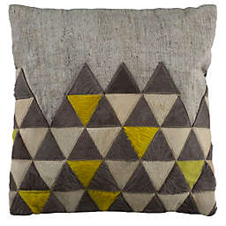 Safavieh Perris Cowhide Square Throw Pillow in Grey/Yellow