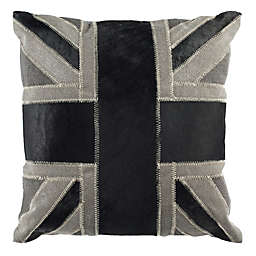 Safavieh Bristol Cowhide Square Throw Pillow in Grey/Black