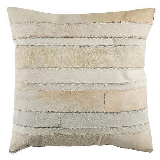 Alternate image 1 for Safavieh Perry Cowhide Square Throw Pillow in Beige