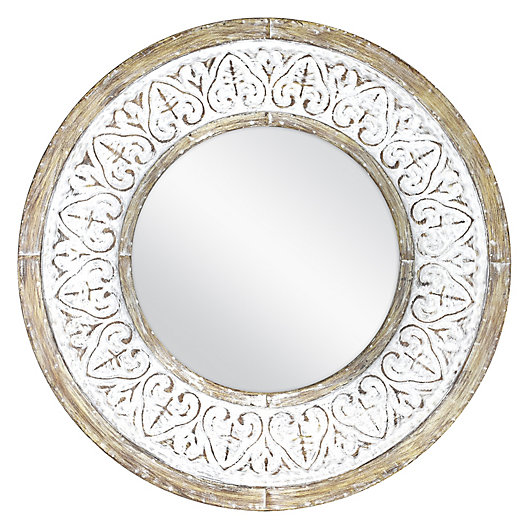 Inch Round Wall Mirror In Rustic White, Rustic Round Mirror Canada