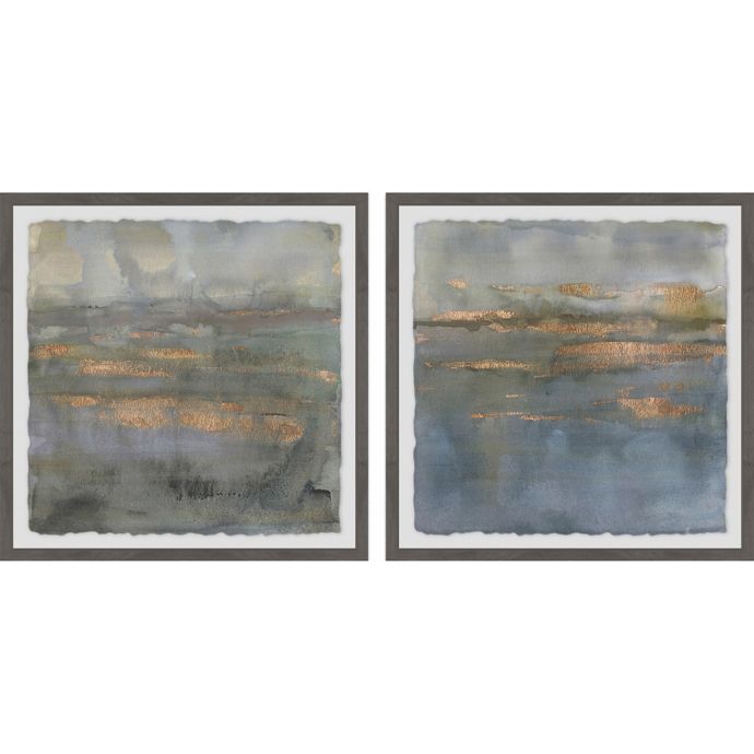 Marmont Hill 2 Piece Copper Emulsion Iii Framed Wall Art Set Bed