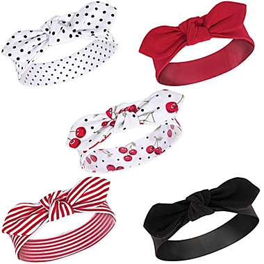 Hudson Baby&reg; Size 0-24M 5-Pack Headbands in Red/White/Black. View a larger version of this product image.