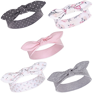 Hudson Baby&reg; Size 0-24M 5-Pack Floral Headbands in Pink. View a larger version of this product image.