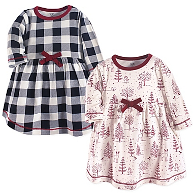 Touched by Nature&reg; Size 3-6M 2-Pack Winter Woodland Dresses in Red. View a larger version of this product image.