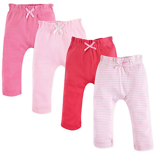 Alternate image 1 for Touched by Nature Size 6-9M 4-Pack Organic Cotton Harem Pants in Pink/Coral