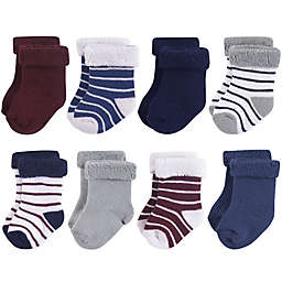 Hudson Baby® Size 6-12M 8-Pack Stripe Terry Cotton Socks