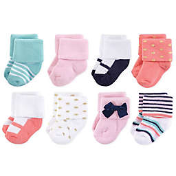 Little Treasures Terry Coral Sparkle 8-Pack Socks in Pink