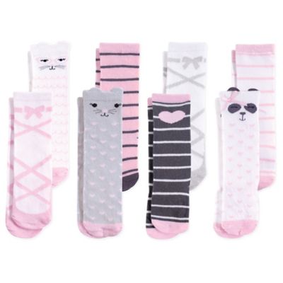 Baby 8 pack Cream and Pink Cotton Soft Tights