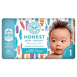 Honest 35-Pack Size 1 Diapers in Painted Feathers Pattern